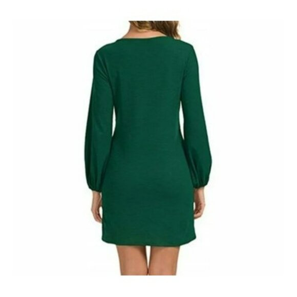 R. Vivimos Dress Green Long-Sleeve With Tie Waist Detail Size L (12/14) - Picture 3 of 11
